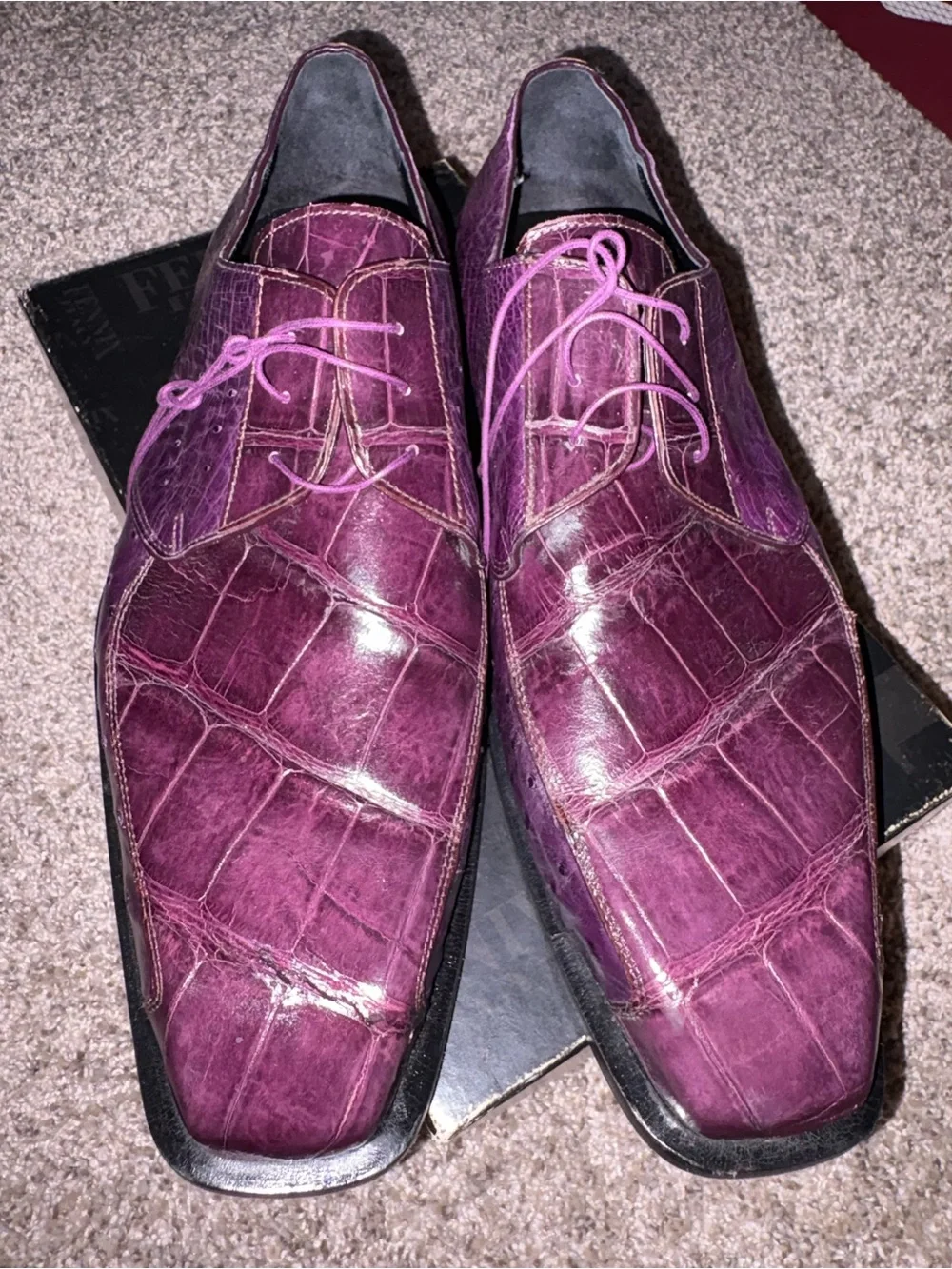 Men's Purple Leather Derby Shoes